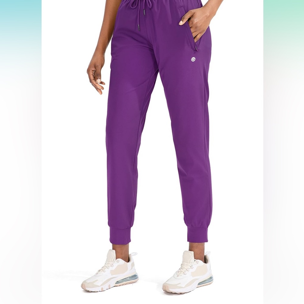 Women's Purple Jogger with Zipper Pockets & Tapered